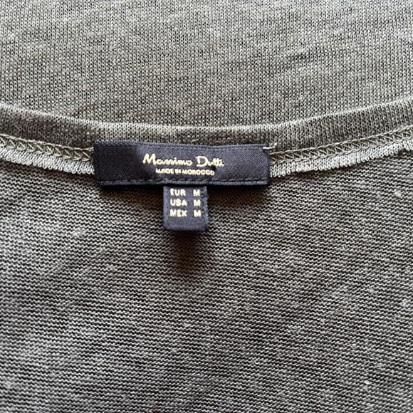 Massimo Dutti 100% Linen Sleeveless Top Oversized Coated Tee Pocket Khaki Green - Picture 12 of 15